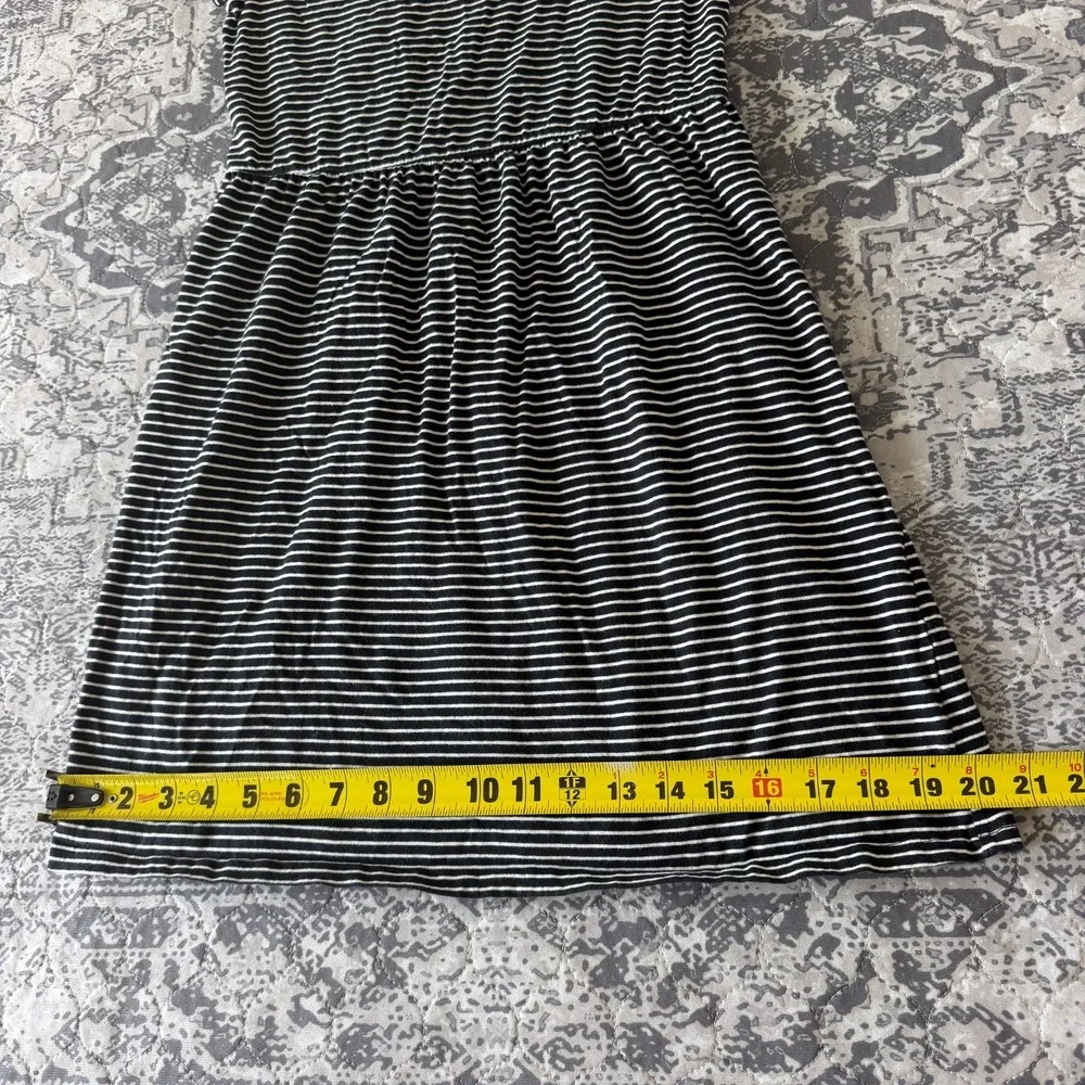 Old Navy Girls Striped Short Sleeve Fit & Flare Dress Black White XL 14